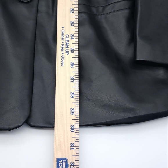 STEVE MADDEN Faux-Leather Frida Smocked Waist Jacket Black Size Medium - Picture 6 of 10